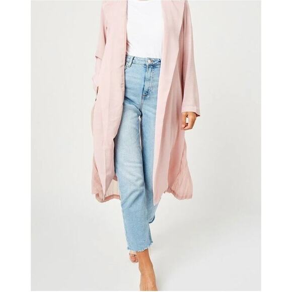 Hayden LA pleated ladies trench Duster brown Size Small NWT Boho chic Fall - Picture 3 of 12